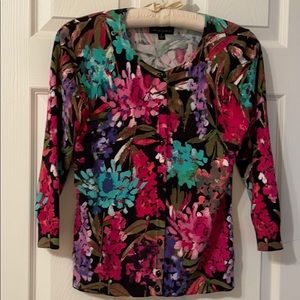 Cynthia Rowley Black Floral Cardigan Size Small